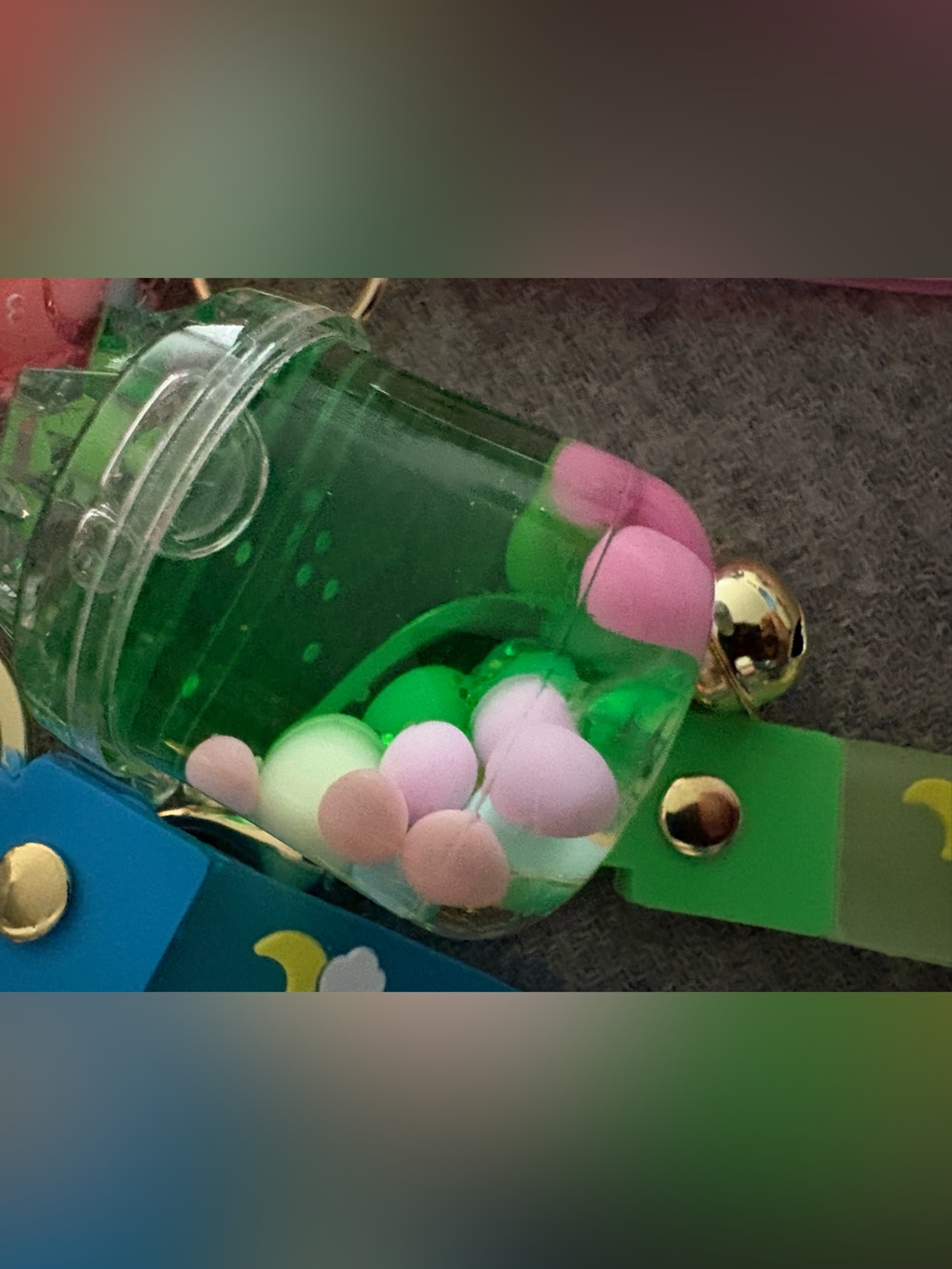 Keychain cups with liquid juice or boba tea with strap that says wish - Picture 7 of 14